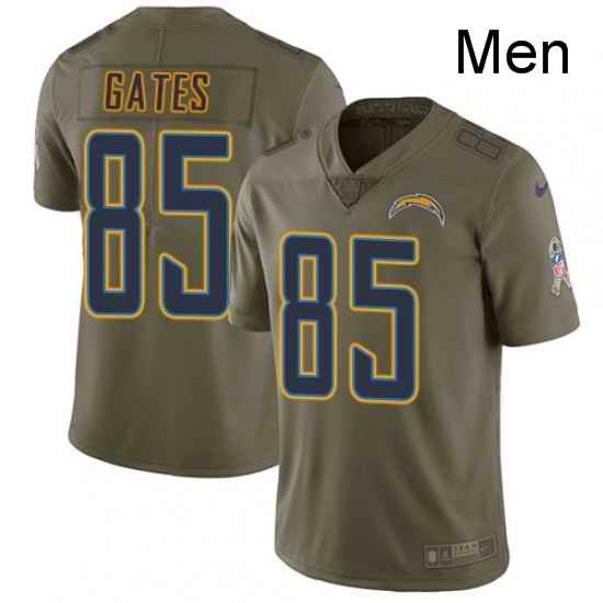Men Nike Los Angeles Chargers 85 Antonio Gates Limited Olive 2017 Salute to Service NFL Jersey
